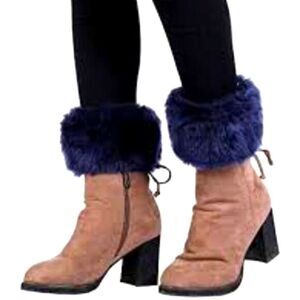 Navy Blue Faux Fur Boot Cuffs, NWOT